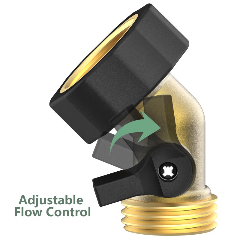 Twinkle Star 3/4" Brass Shut Off Valve Gooseneck Garden Hose Connector, 2 Pack - Image 3